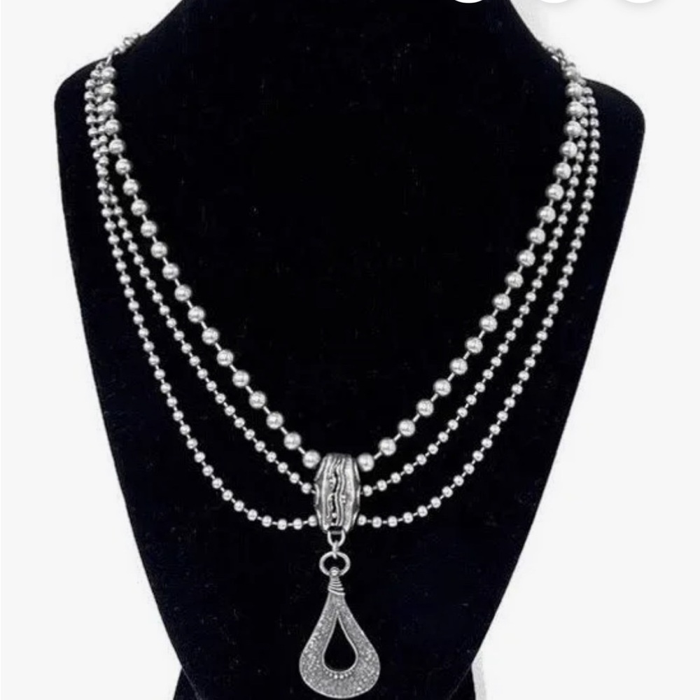 Silpada Silver Multi-Strand Necklace with Teardrop Pendant